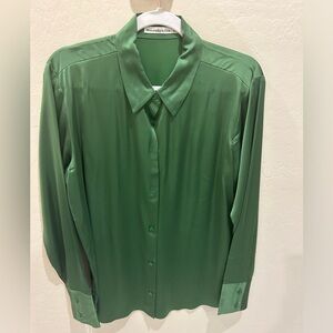 Abercrombie Green Silky Long Sleeve Button Uo Blouse - M
